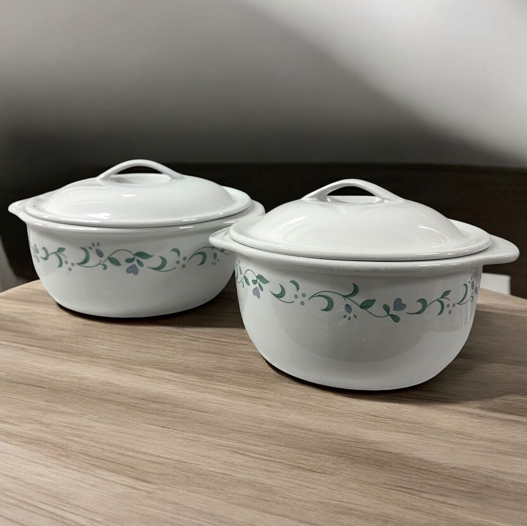 Corelle Coordinates Country Cottage Covered Casserole Dish Set 1.5 Qt & 2.5 Qt
