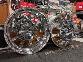 22 inch full polish Alcoa wheels custom cut 6 new tires RBP muds 4 adapters 4 caps 40 spikes level kit and alignment everything included