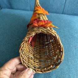 Wicker Basket Cornucopia Horn Of Plenty Fall Decor