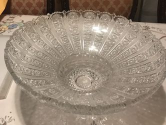 Large Authentic Check BOHEMIAN. NEW Hand Cut Crystal Bowl