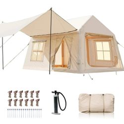 SLSY 8-10 Person Inflatable Camping Tent With Mesh Windows & Oversized Canopy Pump