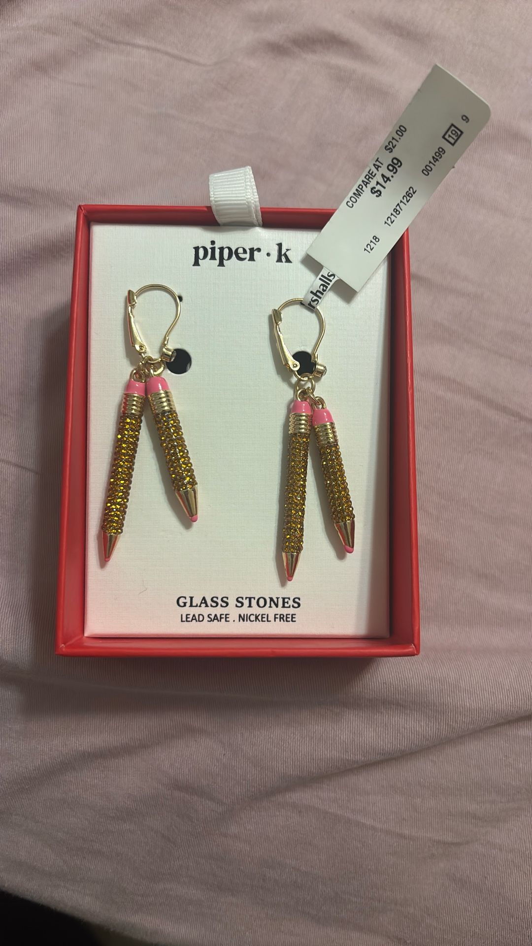 Brand New Glass Stone Pencil Earrings