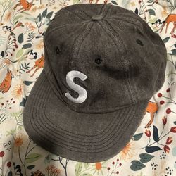 Grey Washed Denim “S” Logo Supreme Hat