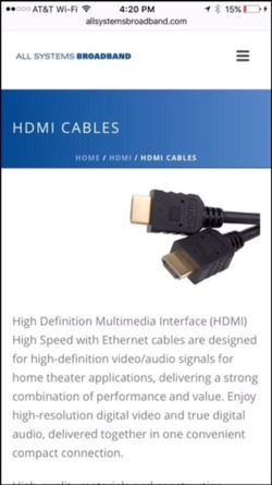 $5 FIRM!!!! BRAND NEW 12 FOOT LONG ALL SYSTEMS BROADBAND HDMI CABLE.... High-quality materials and construction ensure a lifetime of dependable per