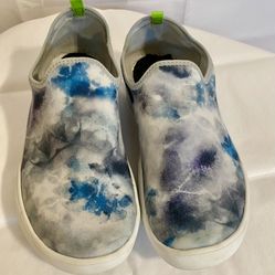 OOFOS Blue and White Athletic Shoes with Unique Design