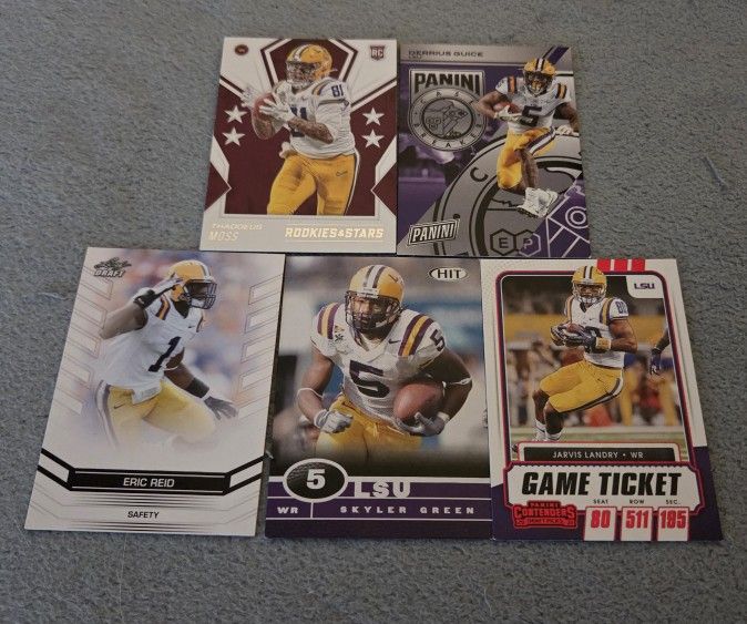 Lot of 5 LSU Tigers College Football cards NCAA