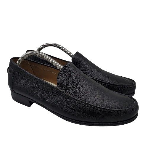 A. TESTONI Mens 7.5 Black Premium Leather Slip On Loafer Dress Shoes Italy $330