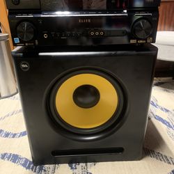 Pioneer elite hdmi reciever with 12 inch SEISMIC Audio Subwoofer 