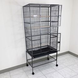 (New) $165 X-Large 69” Bird Cage, Rolling Stand, Plastic Tray, Size 31x19x69” for Mid-Sized Parrots 