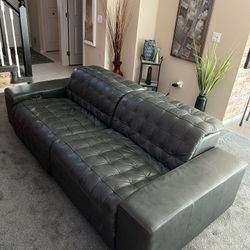 Aspen Grey 2 Seater Leather Power Reclining Loveseat