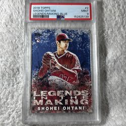 2018 TOPPS LEGENDS IN THE MAKING BLUE #2 SHOHEI OHTANI PSA 9 RC