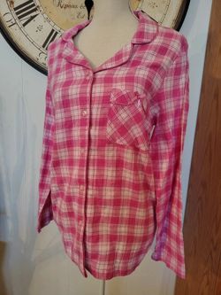 Be Yourself Pink Plaid Pajama Top | Small | NWT