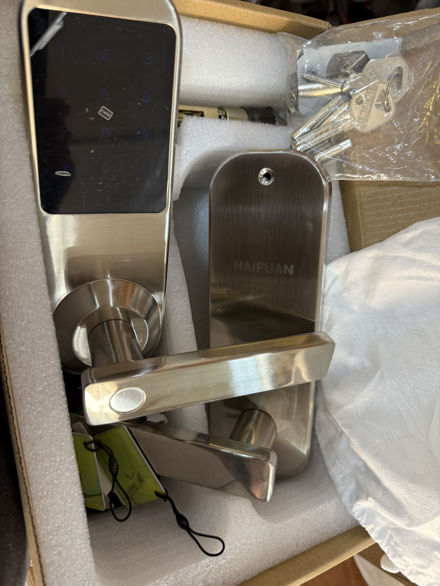 HAIFUAN Bluetooth Digital Lock,Unlock with Card, Code, App & Key (Compatible with Alexa)