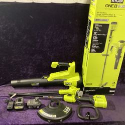 🧰🛠RYOBI ONE+HP 18V Brushless String Trimmer/Leaf Blower Combo w/4.0 Batt&Charger NEW!(Hood Lightly Used)-$135!🧰🛠