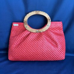 Woven Top Handle Handbag - Retro “Bob & Alice”
