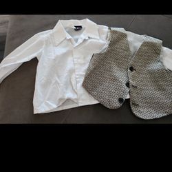 Toddler Dress Shirt & Vest Formal Holiday 24M 2T