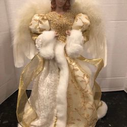 Vintage gold and beige angel tree topper