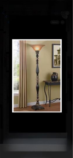 allen + roth Barada 72-in Bronze with gold highlights Torchiere Floor Lamp with Glass Shade