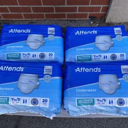 Attends Advanced brand high absorbency adult incontinence underwear ,Four packs,