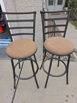 2 Bar Height Metal Chair with Suede Seat