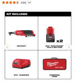 M12 FUEL 12V Lithium-Ion Brushless Cordless High Speed 3/8 in. Ratchet Kit w/(2) Batteries, Charger and Bag

