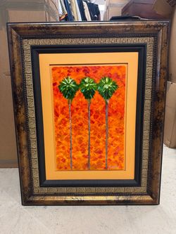 Framed Palm Tree Oil Painting