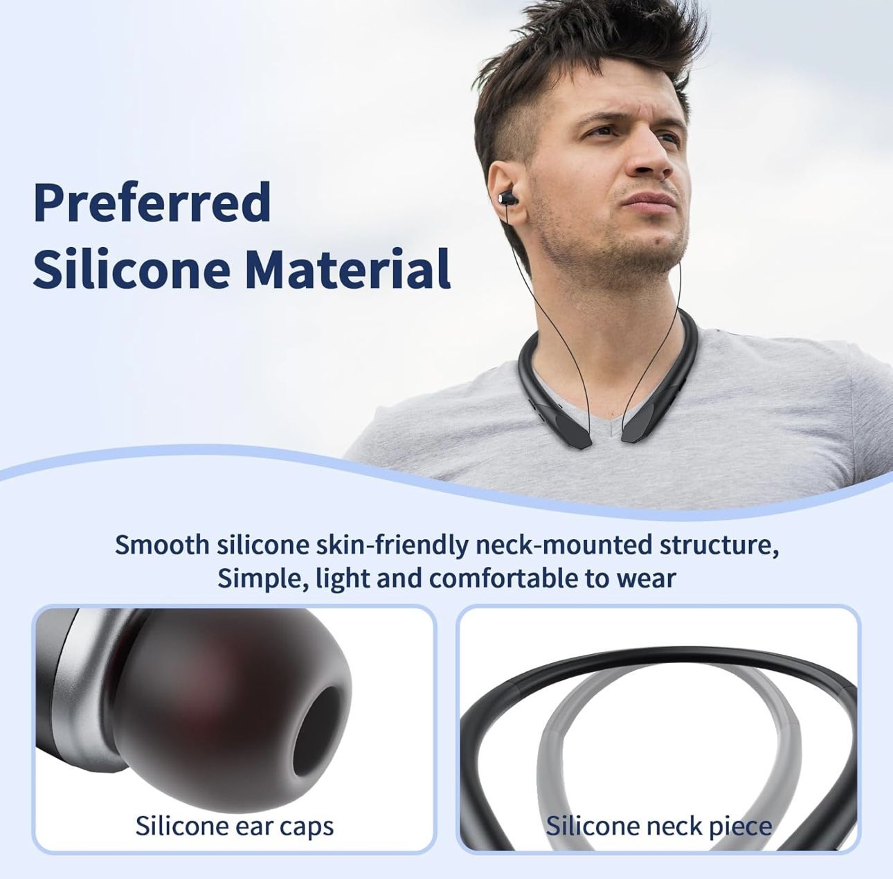 Bluetooth Headphones, 150H Playtime Wireless Bluetooth Earbuds w/Mic in-Ear Magnetic Neckband Earphone, IPX7 Sweatproof Deep Bass Headset for Home, Tr