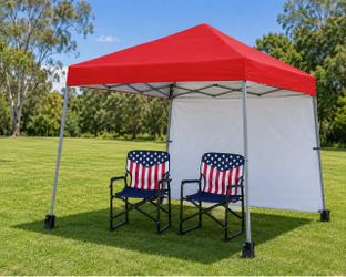 NEW! Pop-Up Canopy with Two American Flag Folding Chairs
