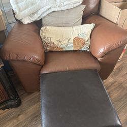 Leather Sofa w/ Leather Chair and Ottoman (2)