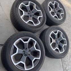 4 — 225/55r17 5x100 5x3.94 Stock Subaru Forester Crosstrek Outback Wheels Rims Good 80% Treads Michelin Tires