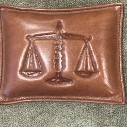 Brown leather Paperweight ATTORNEY, LIBRA, LAWYER 