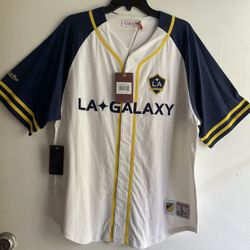 Mitchell & Ness Mens Los Angeles Galaxy MLS Practice Day Button Front Jersey