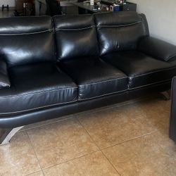 Real Black Leather Couch