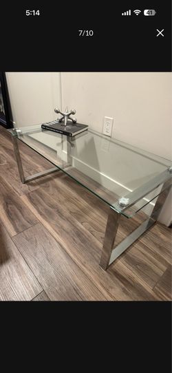 Modern Glass Coffee Table – Chrome Frame – 47” x 24”