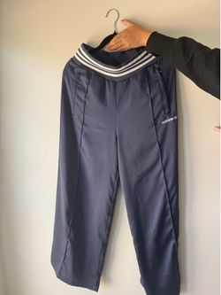 Adidas Originals Navy Satin Wide Leg Track Pants | Size XL, Excellent Condition