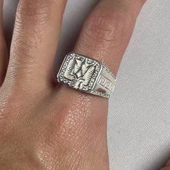 Solid 925 Sterling Silver Poseidon Trident Greek Ring Size 10