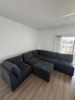 Dark gray U-shaped sectional with ottoman - $400 OBO
