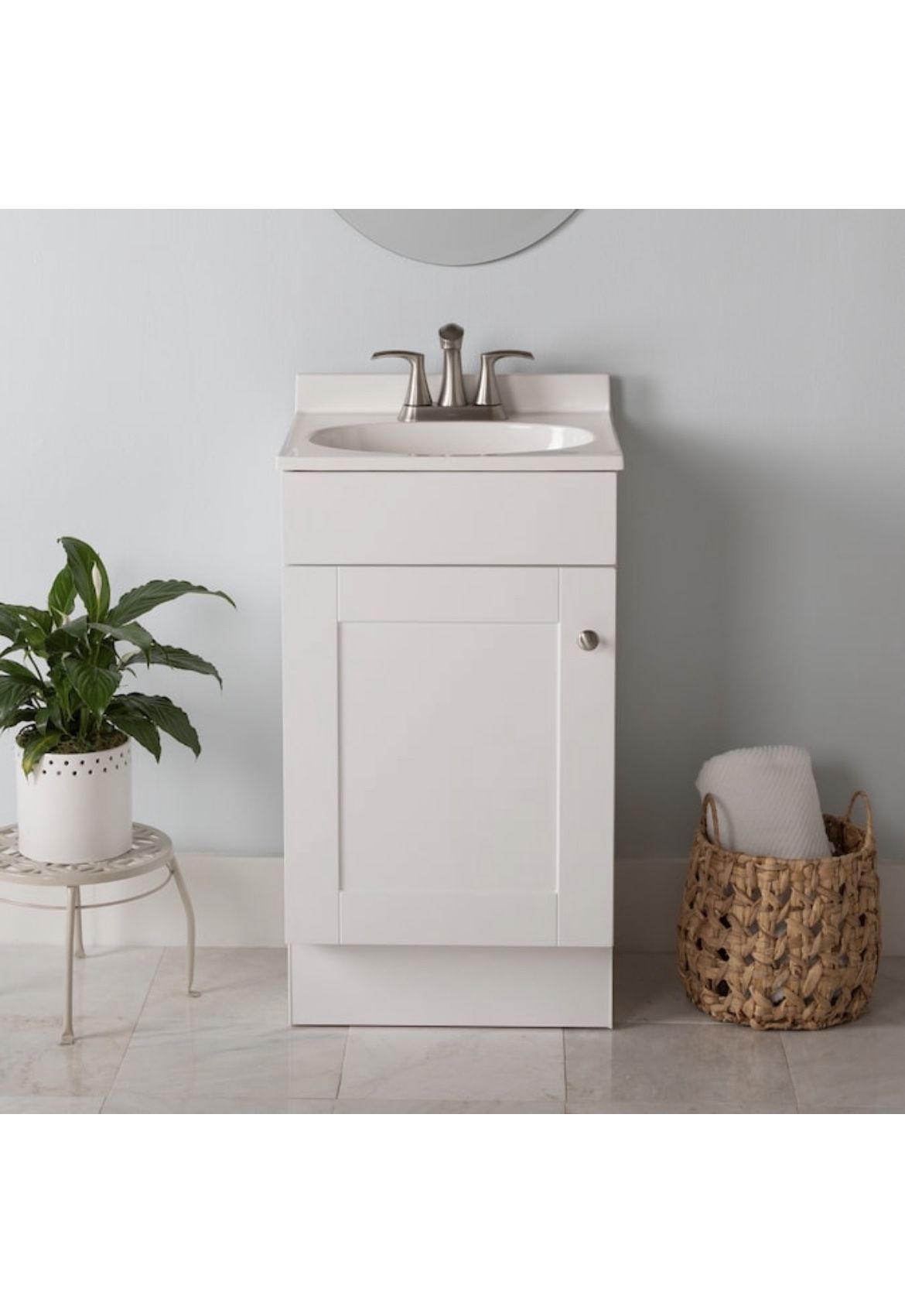 Project Source 18-in White Single Sink Bathroom Vanity with White Cultured Marble Top