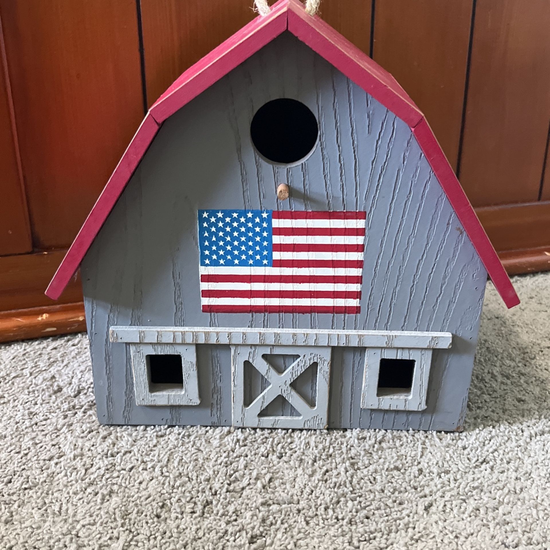 American Flag Wooden Birdhouse
