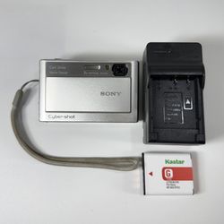 Sony Cyber-shot DSC-T20 Silver 8.1MP Digital Camera with Battery & Charger