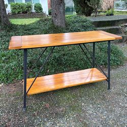 Entryway table solid wood and iron frame