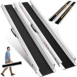 8FT Portable Wheelchair Ramp, Adjustable Aluminum Ramps For Wheelchairs For Home, 1200LB Capacity, 2X Thickened Sidewall, Wheelchair Ramp For Home, St