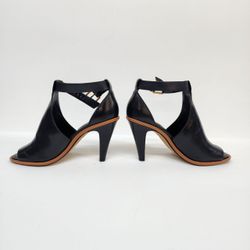 Vince Camuto Black Leather Open Toe Heels Size 9M