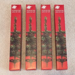 Set of 4 New Mini Christmas Trees Green Artificial 18 Inches 1.5 Feet