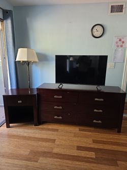 Dark Wood Dresser and Nightstand Set