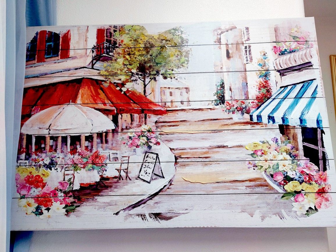 Beautiful Paris Cafe Wall Art Painting Decor