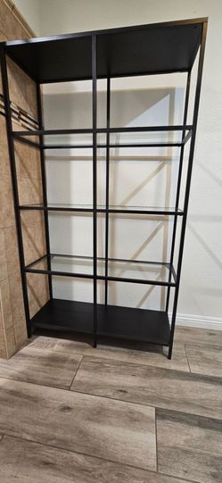 Black metal and glass shelf