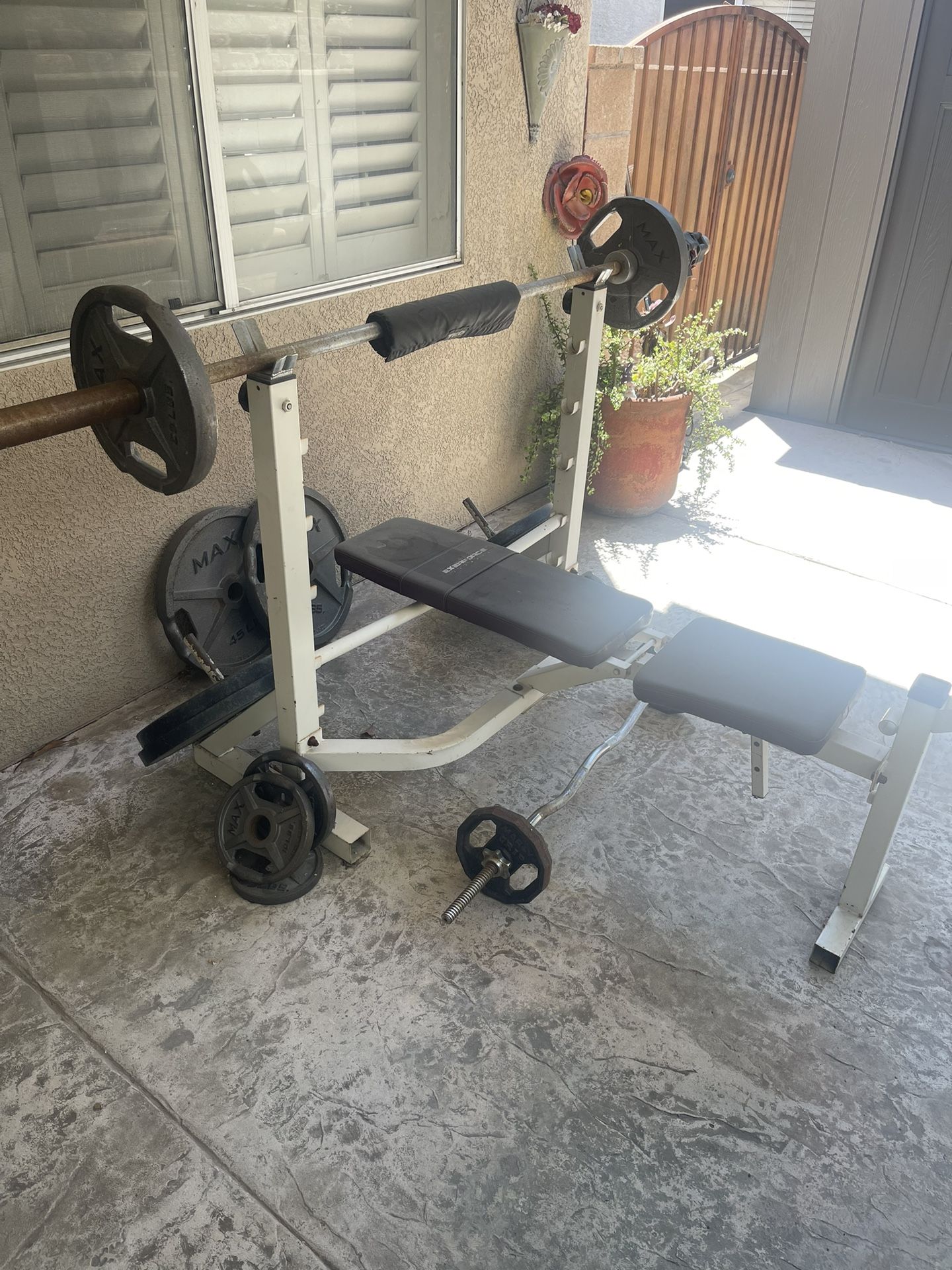 Bench Press Olympic Bar And Weights