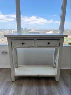 NEED GONE ASAP - Distressed White Wood Console Table