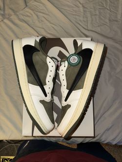 Men’s Jordan 1 Travis Medium Olive Size 12